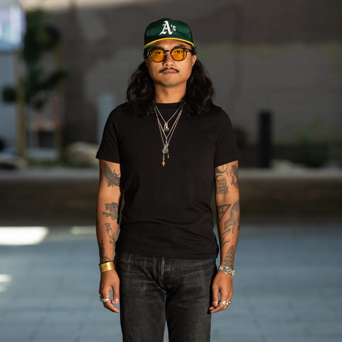 1950s Lightweight Loopwheeled Tee - Black