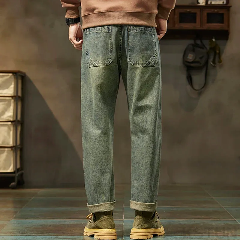 2024 Autumn Men's Jeans Men Harem Pants Denim Loose Fit Baggy Pants Retro Blue Casual Mens Clothing Streetwear Cowboys Oversized