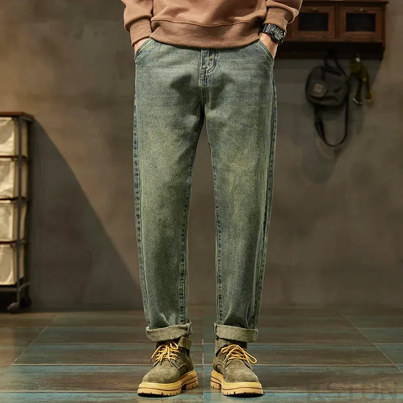 2024 Autumn Men's Jeans Men Harem Pants Denim Loose Fit Baggy Pants Retro Blue Casual Mens Clothing Streetwear Cowboys Oversized