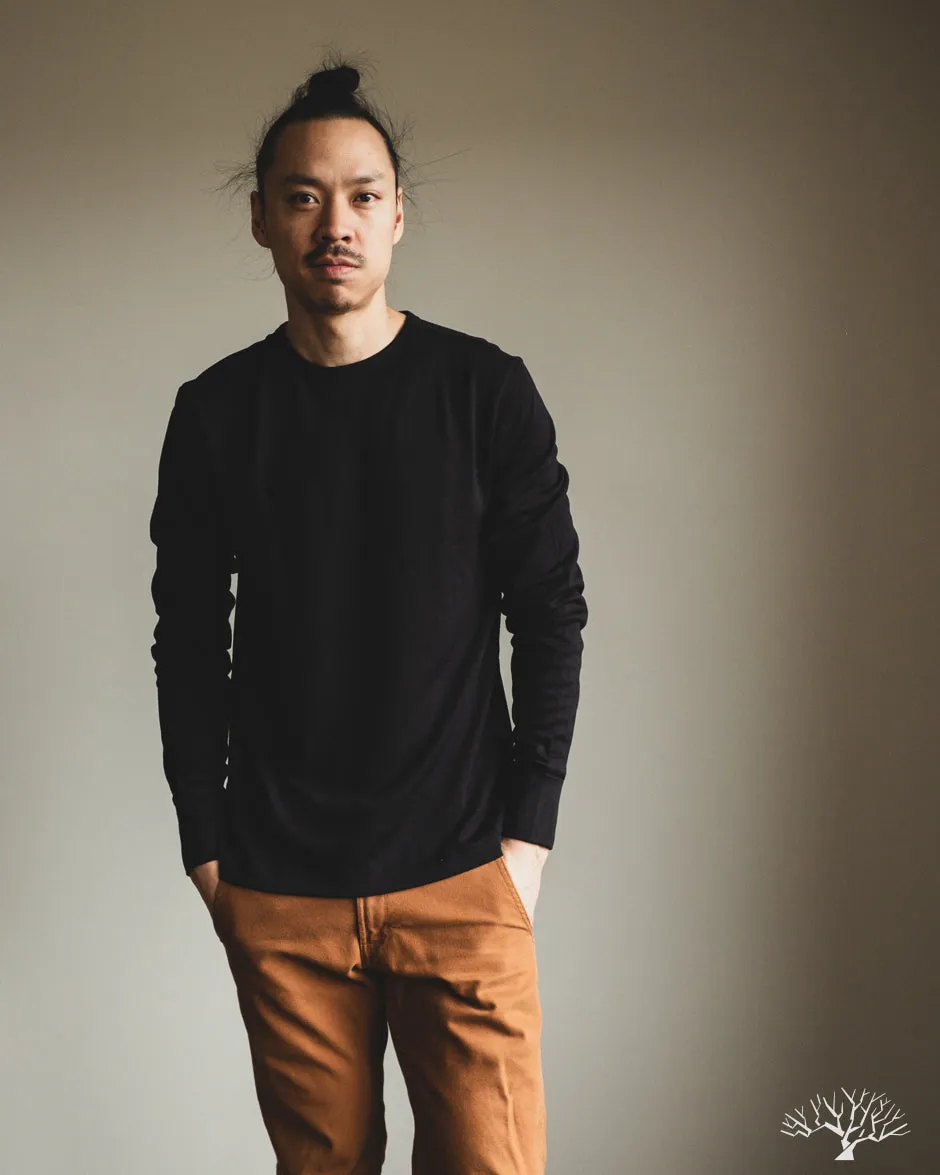 2W15LS Merino Wool Long-Sleeve Crew Neck Tee - Black