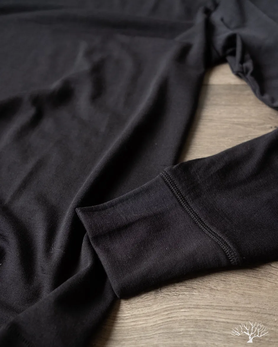 2W15LS Merino Wool Long-Sleeve Crew Neck Tee - Black