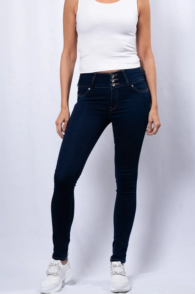 3 BUTTONS JEANS WITH BROWN STITCHING