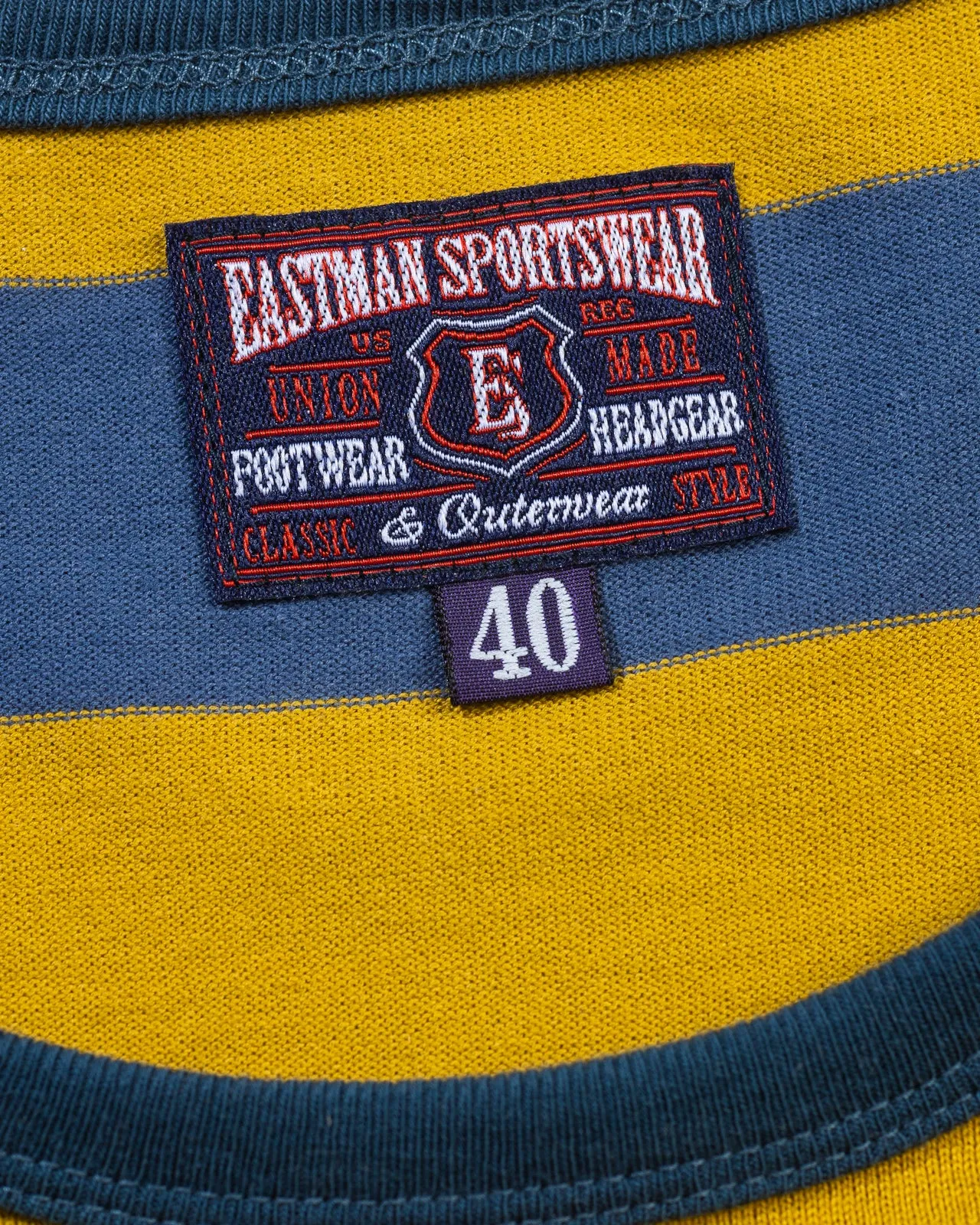 40's Biker Hoop Tee - Mustard & Blue