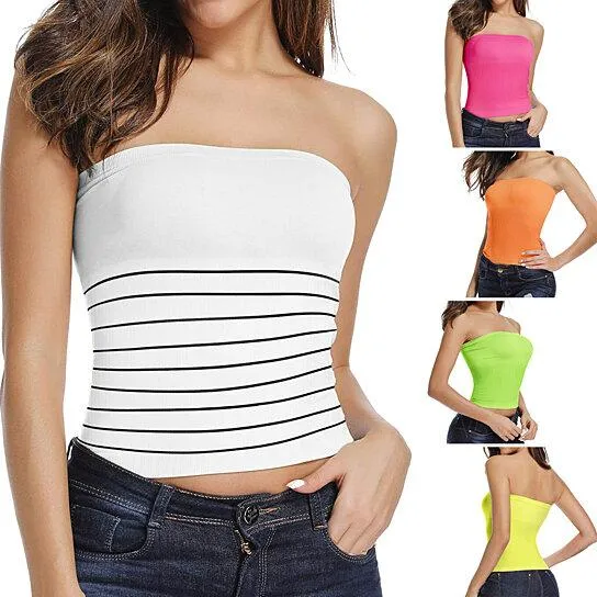 5-Pack: Women's Seamless Long Length Bandeau Bra Tops Tube Tops