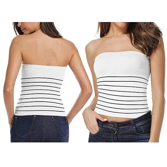 5-Pack: Women's Seamless Long Length Bandeau Bra Tops Tube Tops