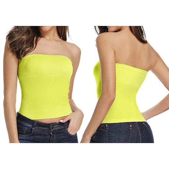 5-Pack: Women's Seamless Long Length Bandeau Bra Tops Tube Tops