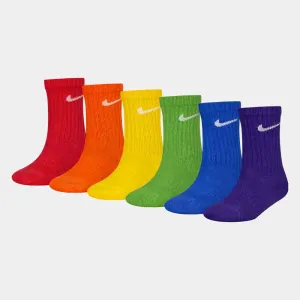 6 Pack Multicolored Crew Sock, Ages 5-7