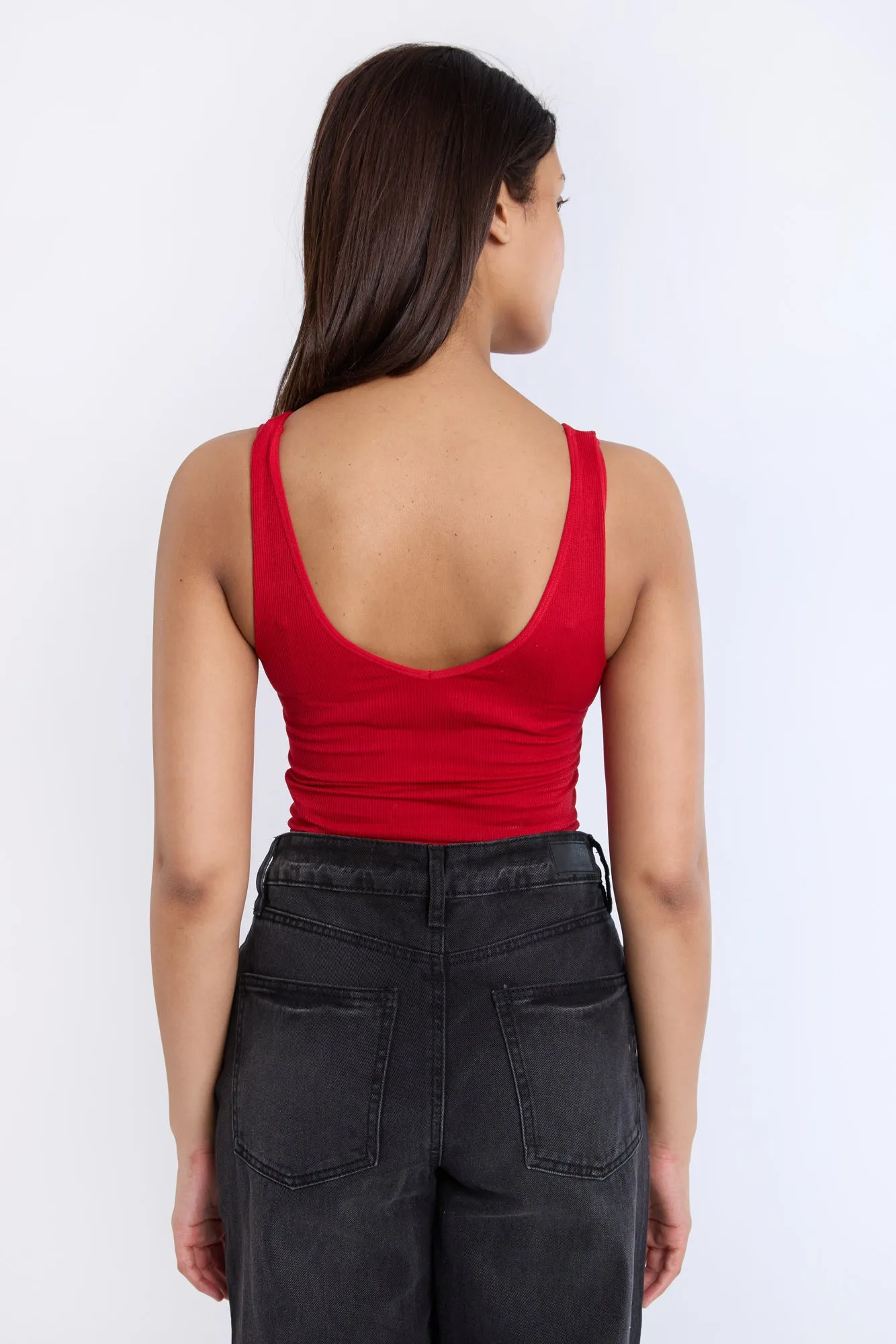 AERO Seamless Ribbed Knit V-Neck Tank Top