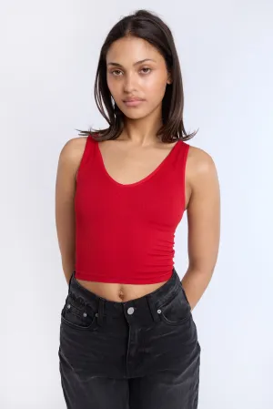 AERO Seamless Ribbed Knit V-Neck Tank Top