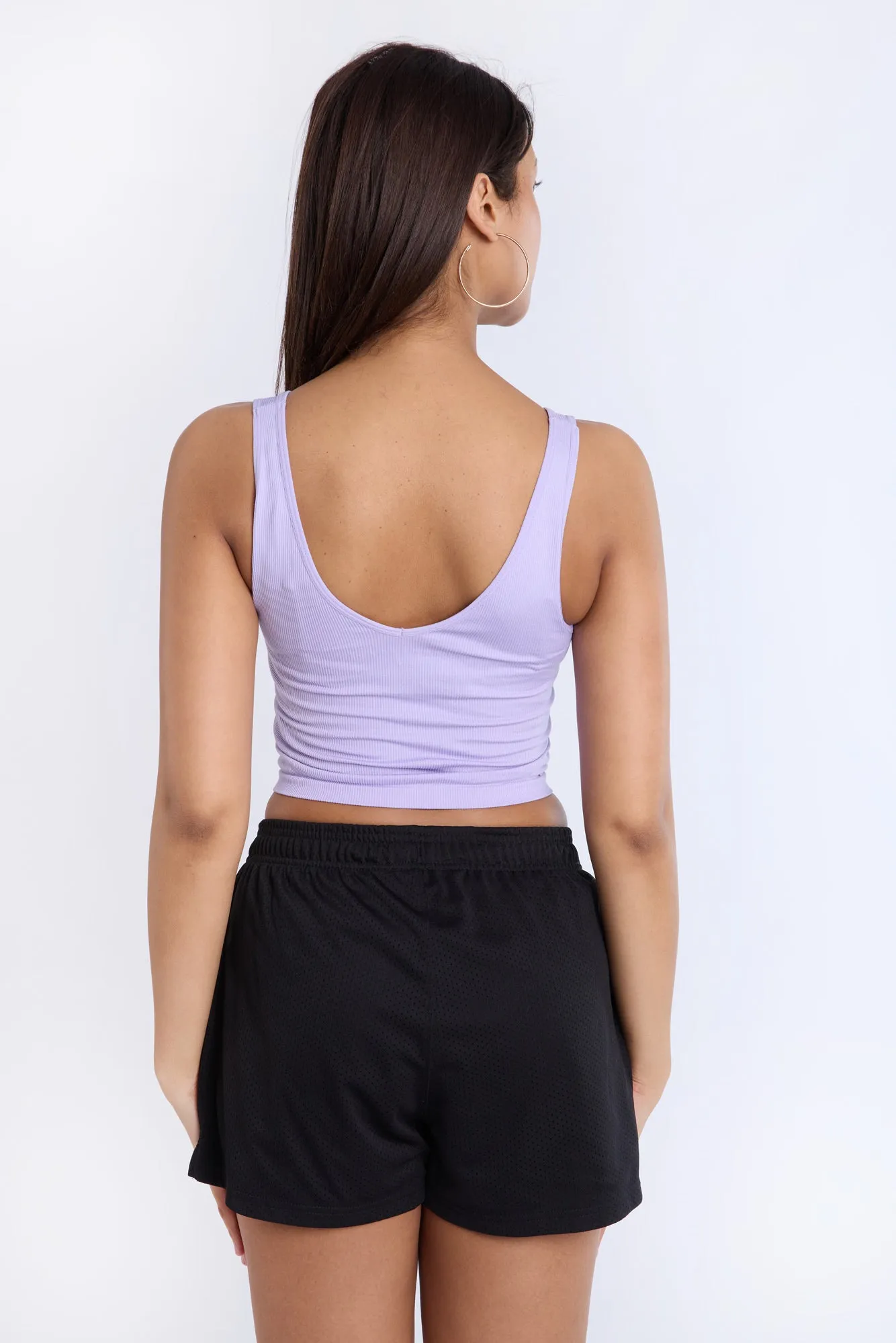 AERO Seamless Ribbed Knit V-Neck Tank Top