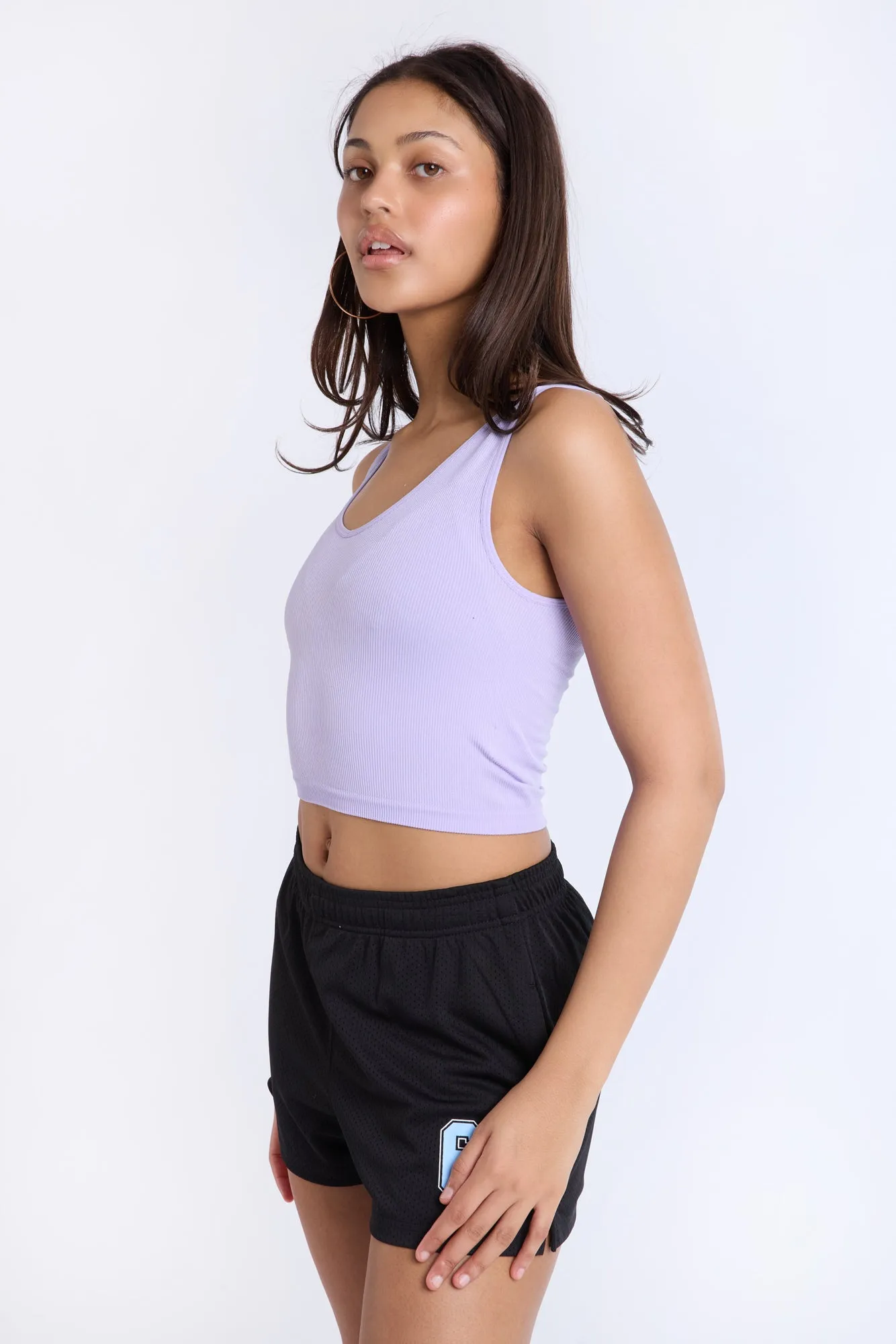 AERO Seamless Ribbed Knit V-Neck Tank Top