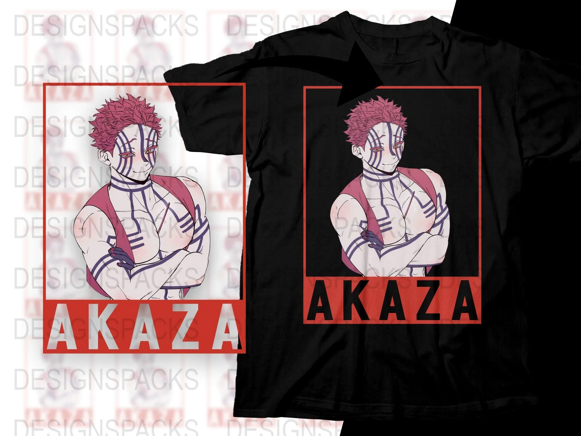 Akaza Anime Art Graphic Png Digital Download