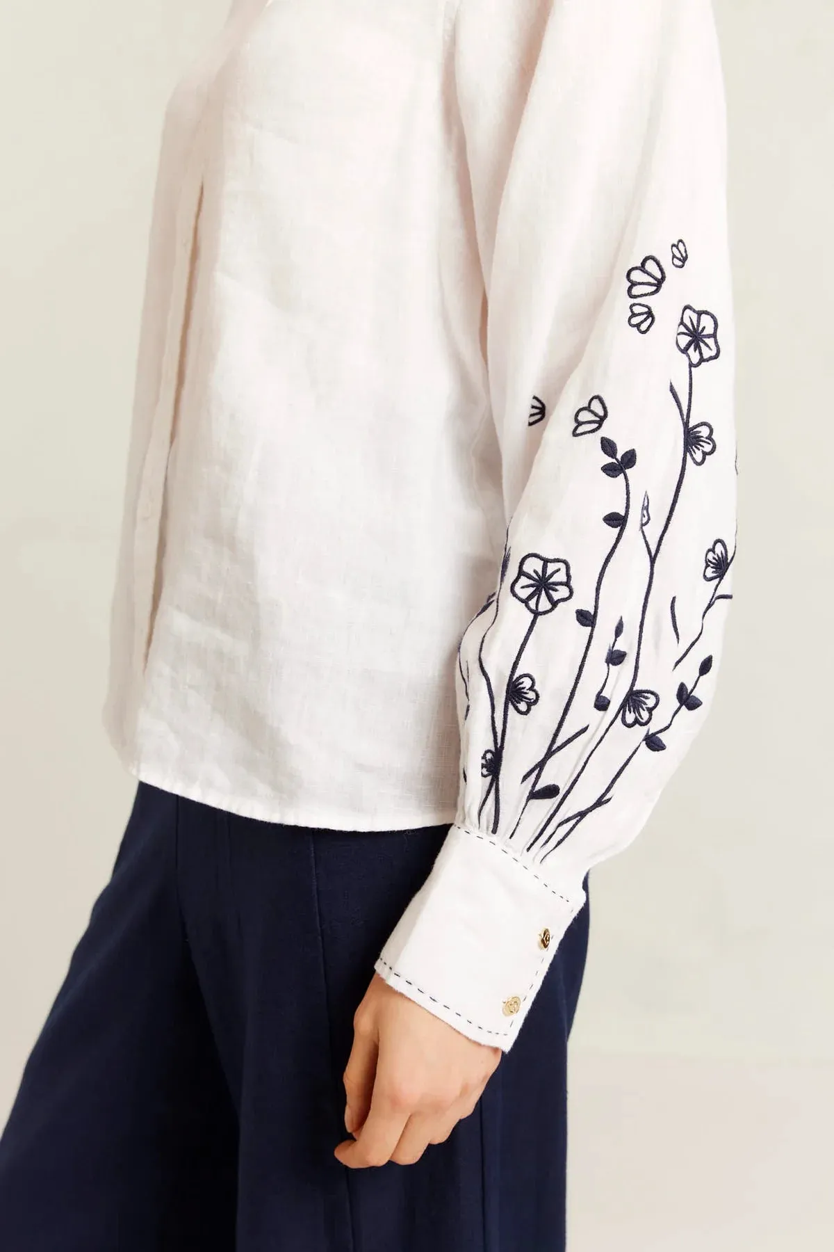 Alessandra - Calla Shirt - White/Navy