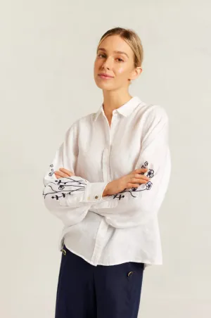 Alessandra - Calla Shirt - White/Navy