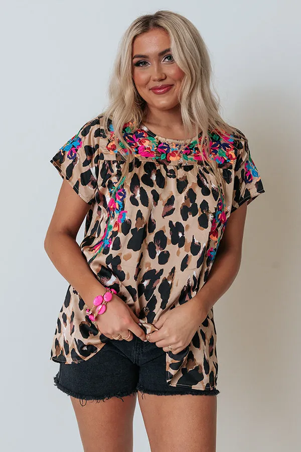 All Brand New Embroidered Leopard Top
