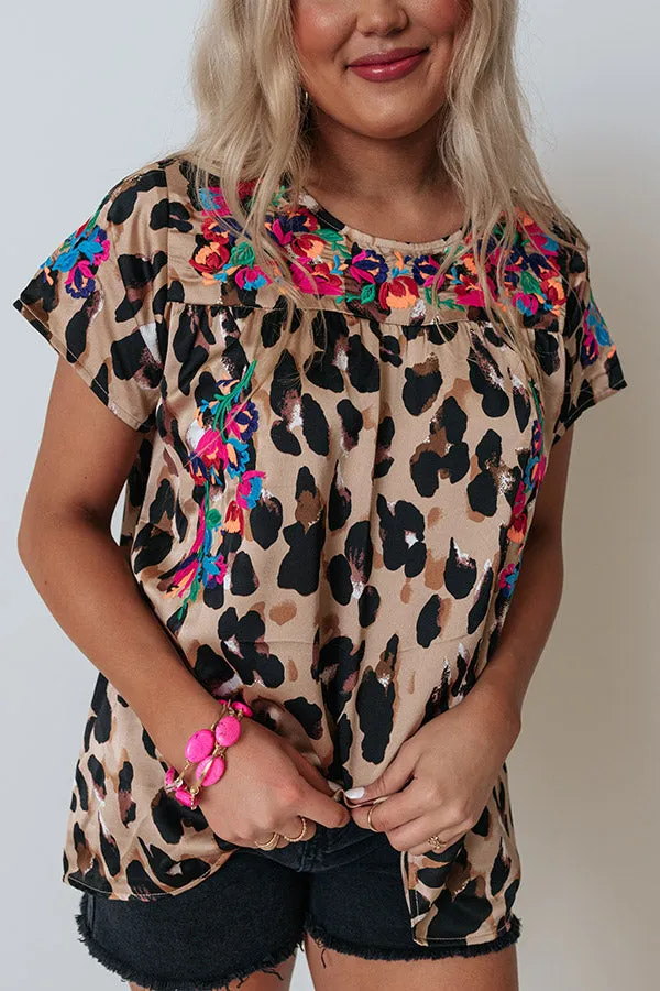 All Brand New Embroidered Leopard Top