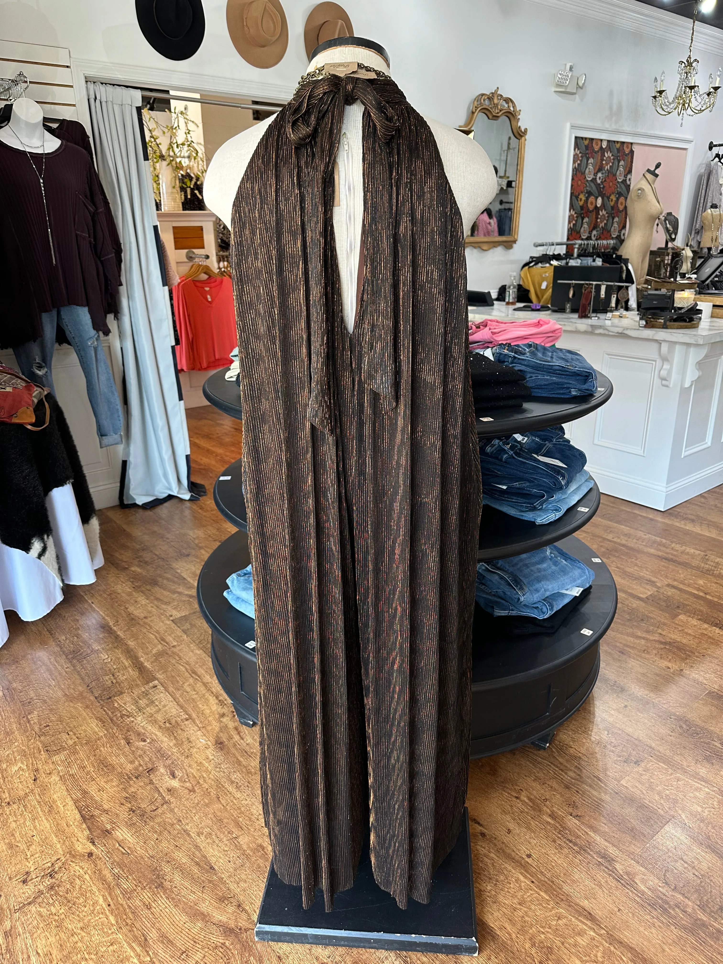 Amazing Views Metallic Pleated Jumpsuit