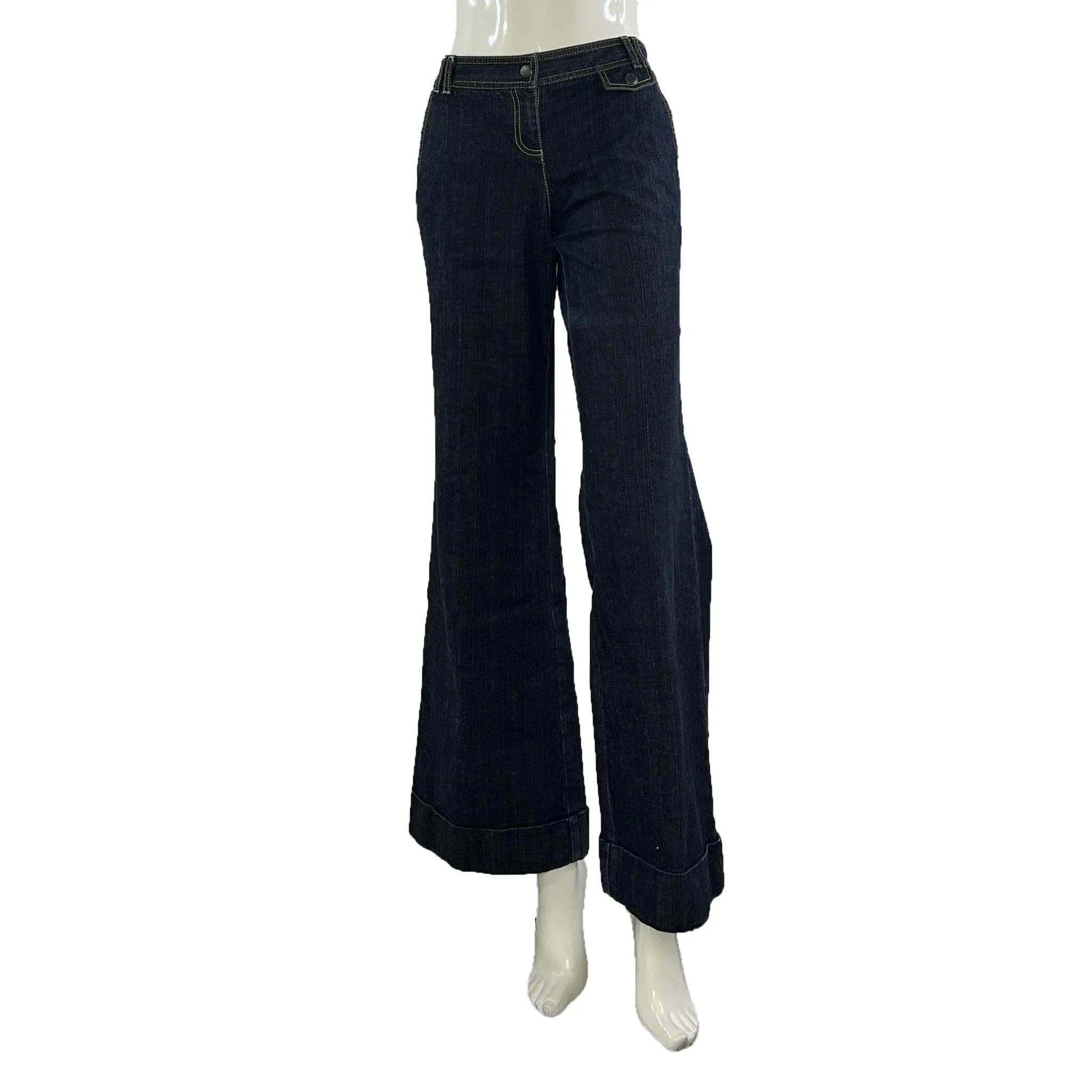 Ann Taylor Denim Jeans Bell Bottoms Dark Blue Size 6 SKU 000032