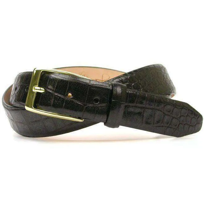 Anthony Alligator Grain Leather Belt in Black by Martin Dingman