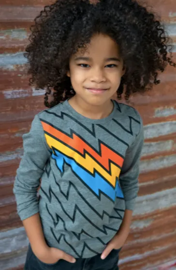 Appaman - Graphic ZigZag Long Sleeve Tee in Heather Grey