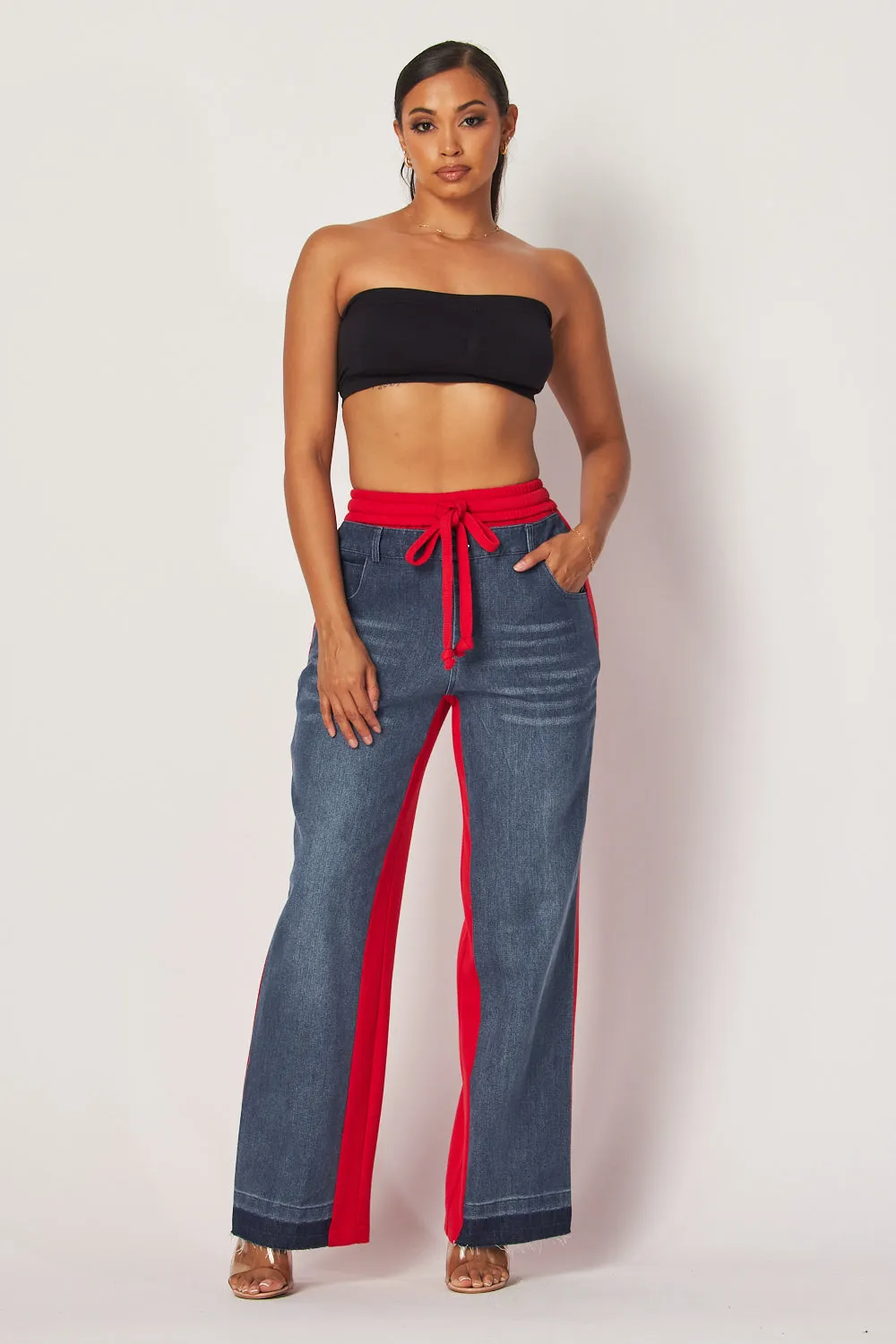 April Straight Leg Denim Jean Sweatpants