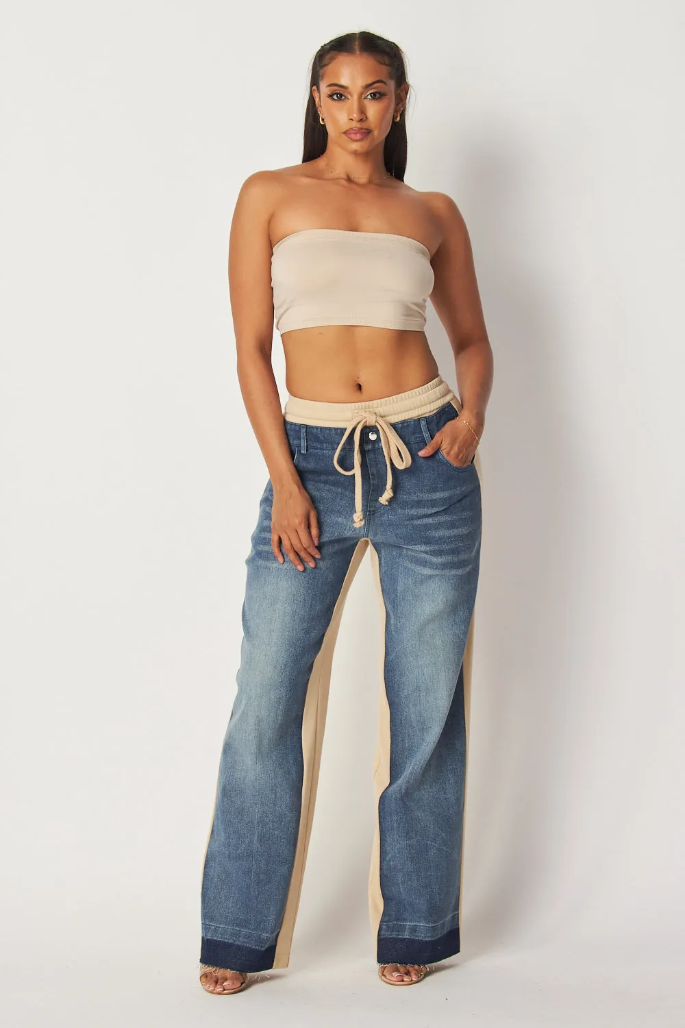 April Straight Leg Denim Jean Sweatpants