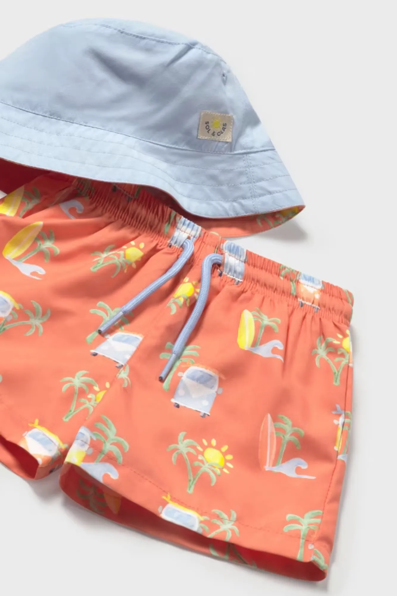 Baby Swim Trunks & Reversible Hat W/ Sun Protection