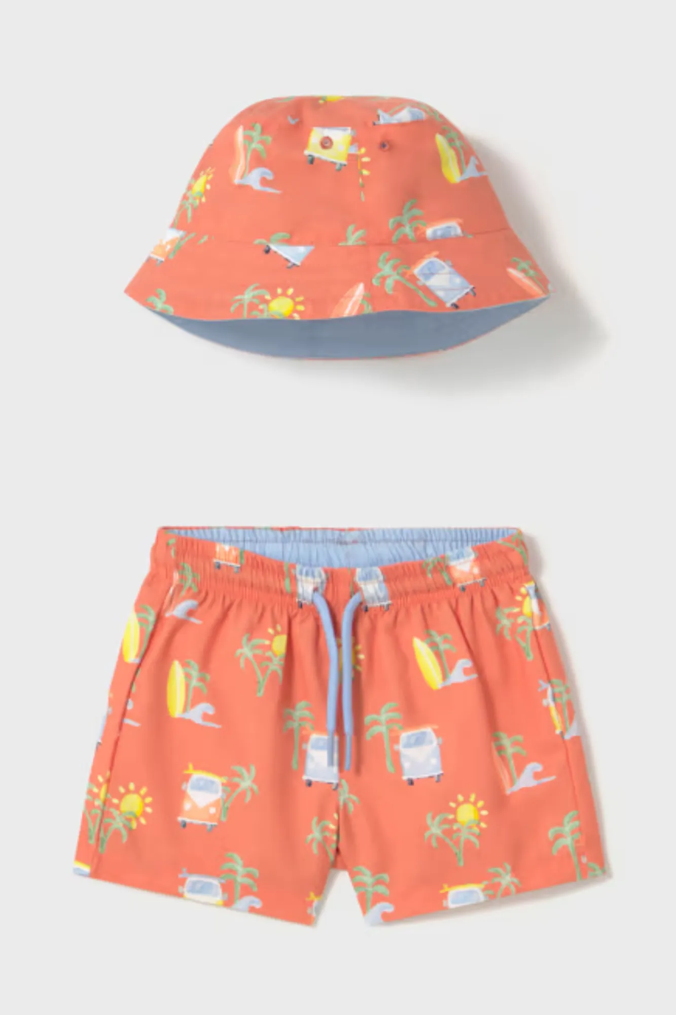 Baby Swim Trunks & Reversible Hat W/ Sun Protection