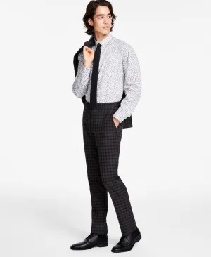 Bar III Mens Skinny Fit Check Suit Dress Pants Brown 32 x 30
