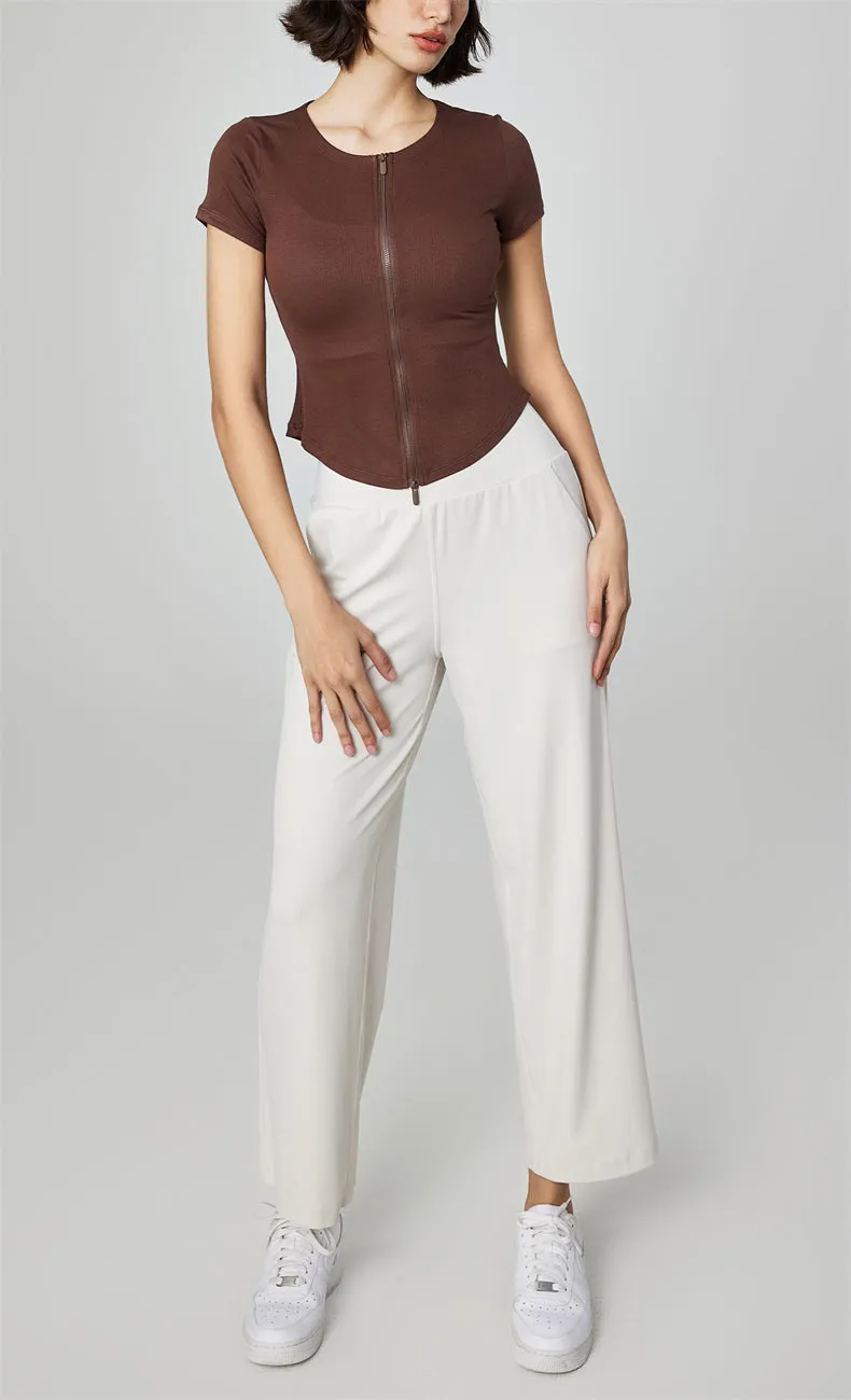 Becky Ribbed Zip Workout Tee
