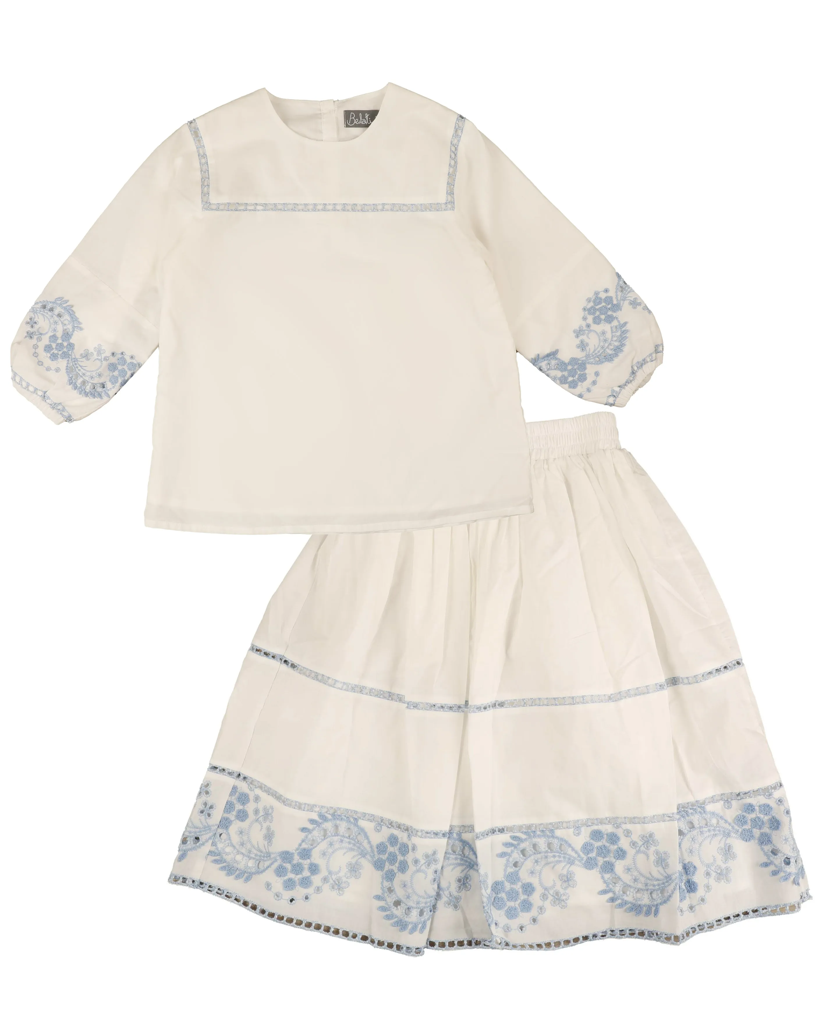 Belati Light Blue Contrast Eyelet 2PC Set