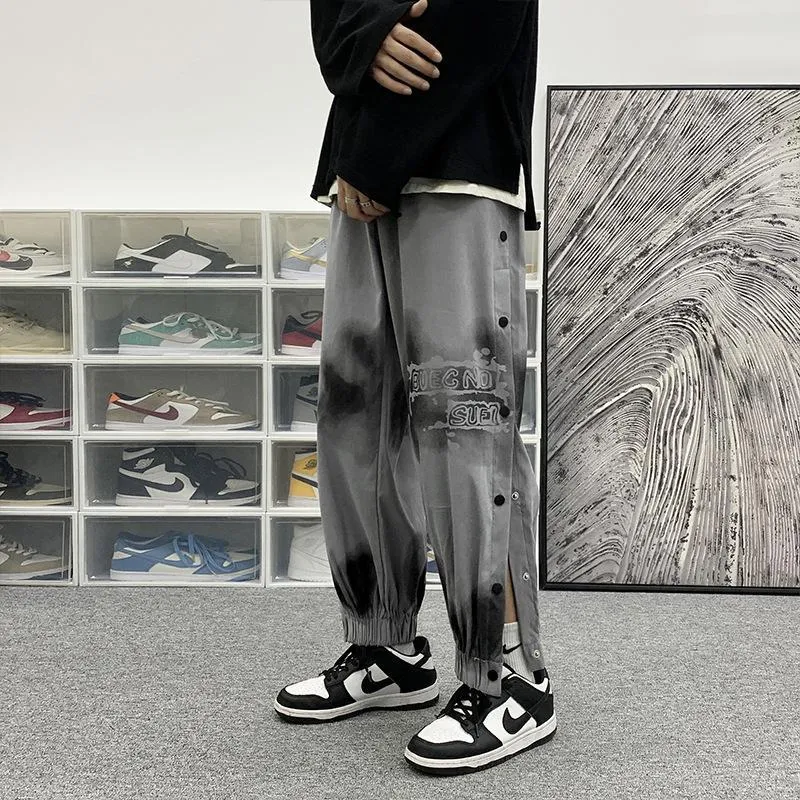 Belted trousers breasted casual pants hip hop
