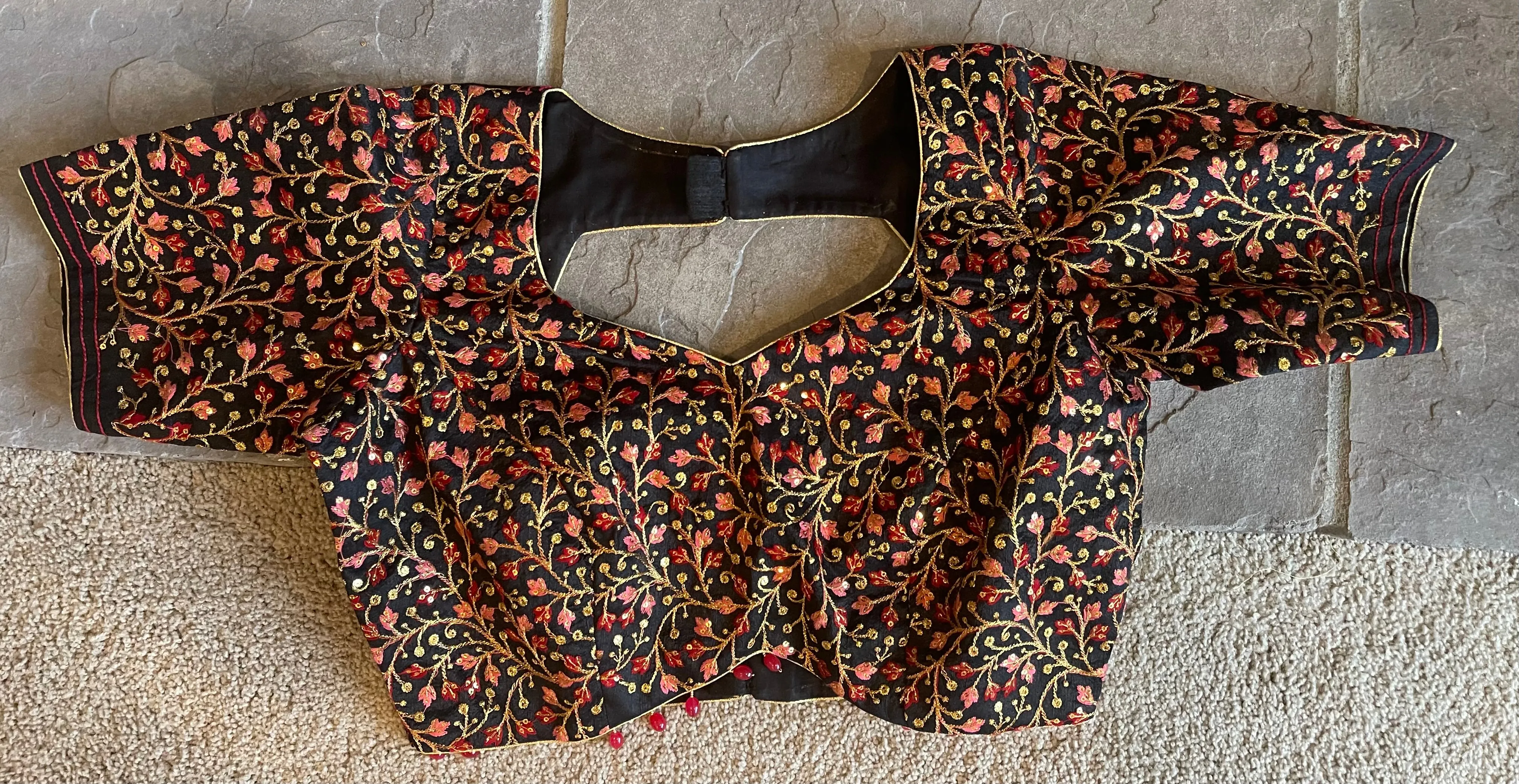 Black Embroidered Readymade Blouse
