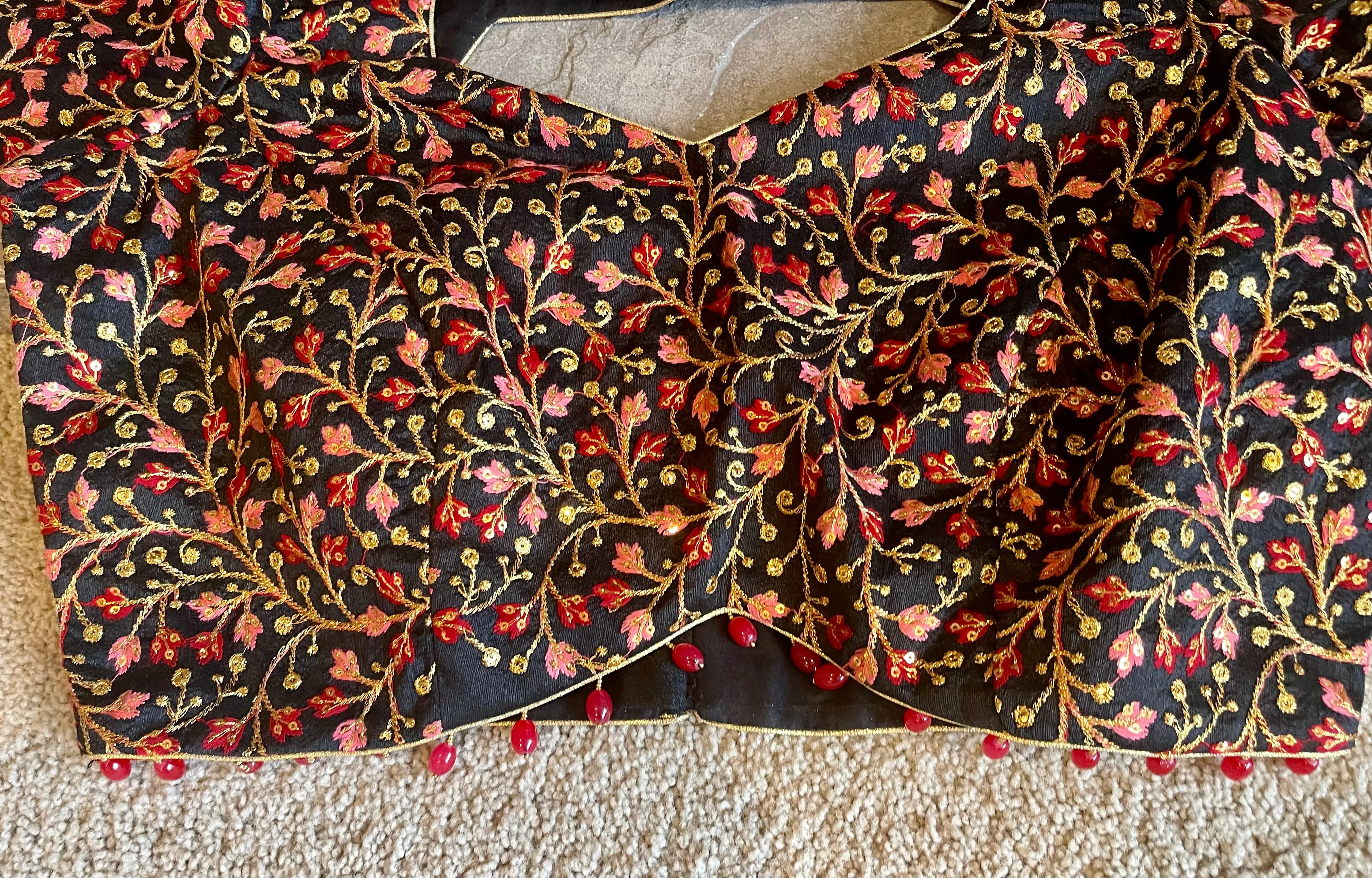 Black Embroidered Readymade Blouse