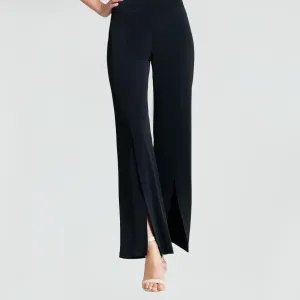 Black Kick Front High Slit Pant
