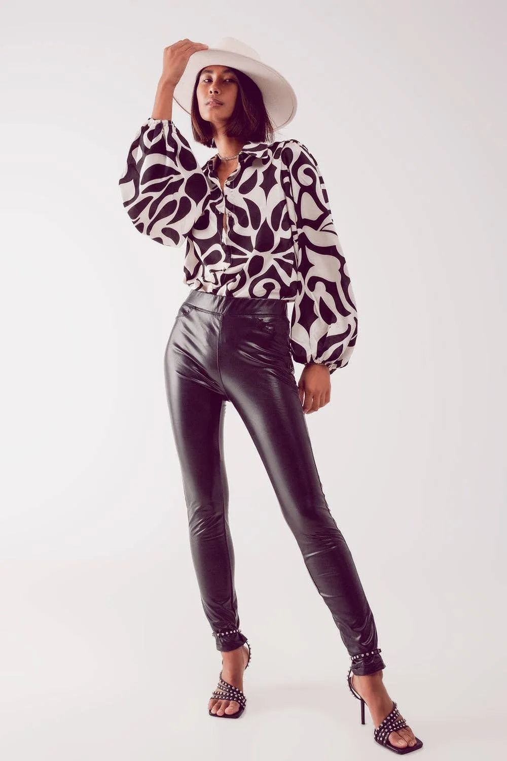 Black Shiny Faux Leather Leggings