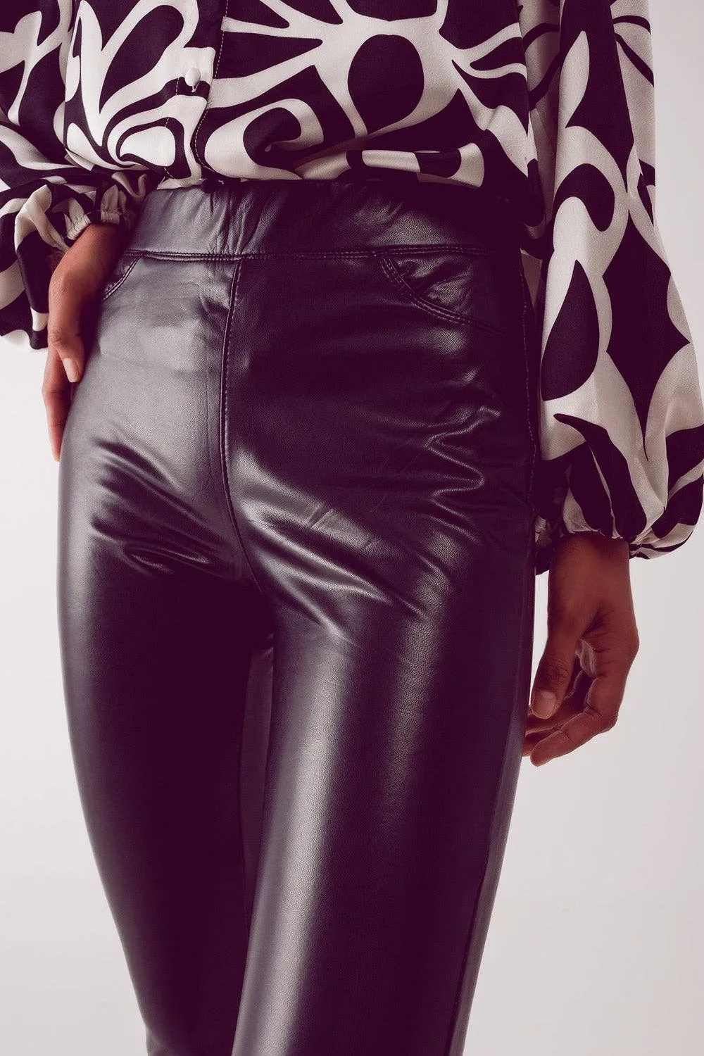 Black Shiny Faux Leather Leggings