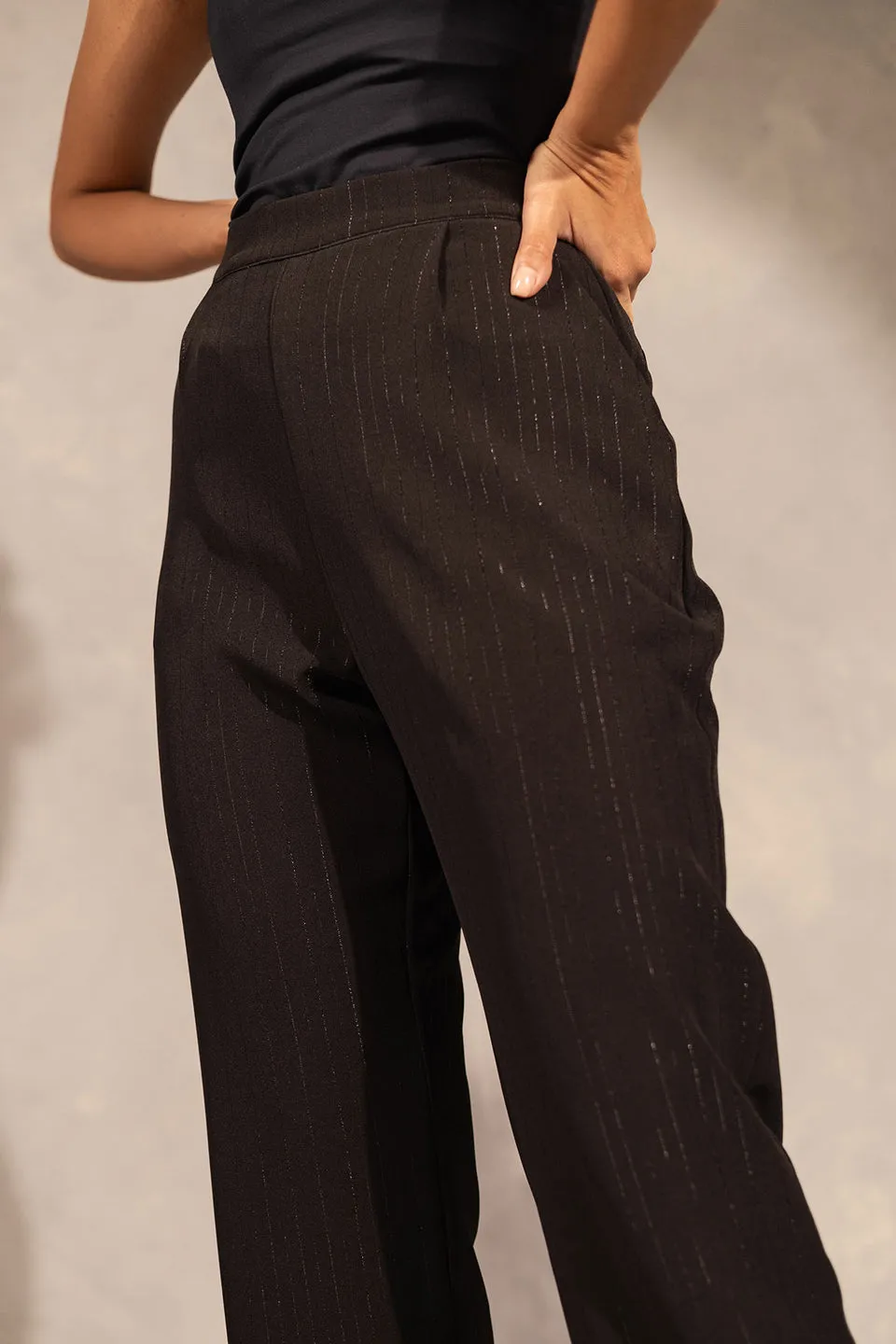 Black Shiny Lines Pants