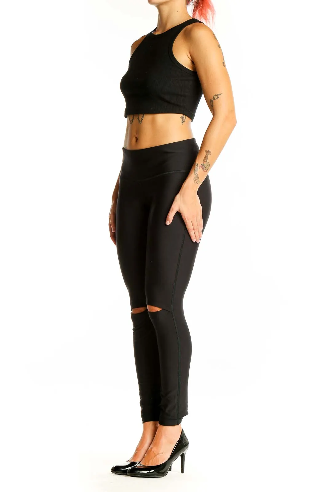 Black Sleek Cutout Leggings