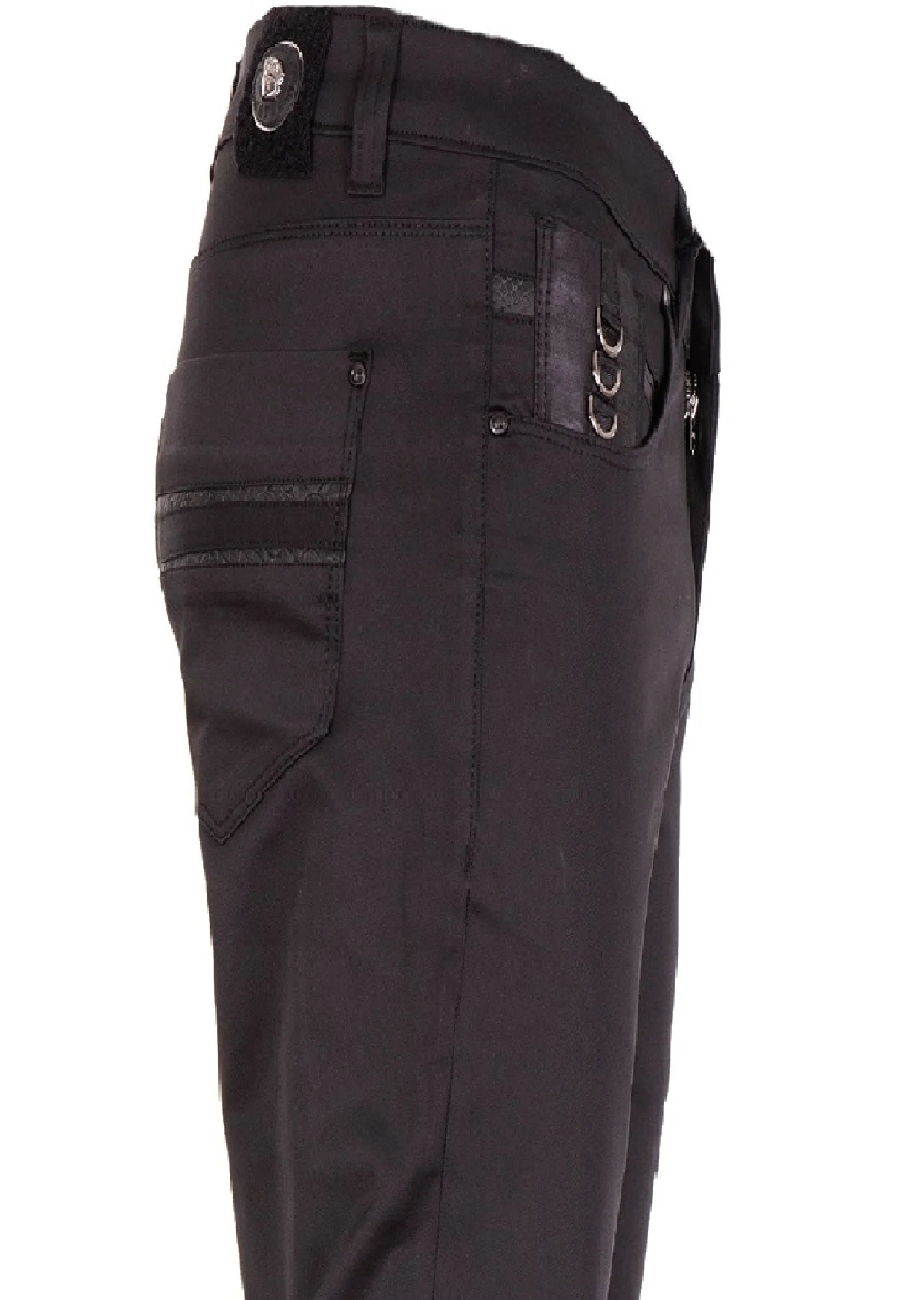 Black Triple D-Buckle Tech Pants