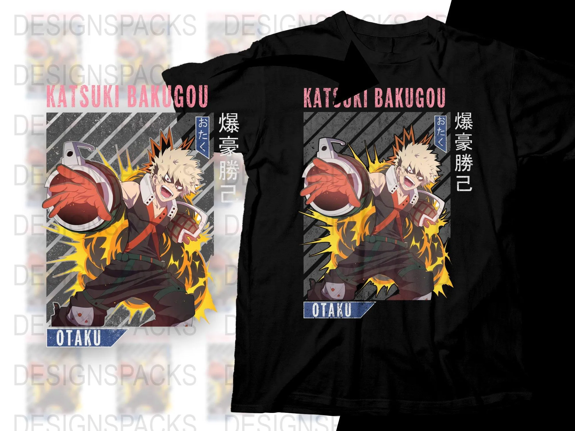 Bold Katsuki Bakugou Anime Graphic Png Digital Download