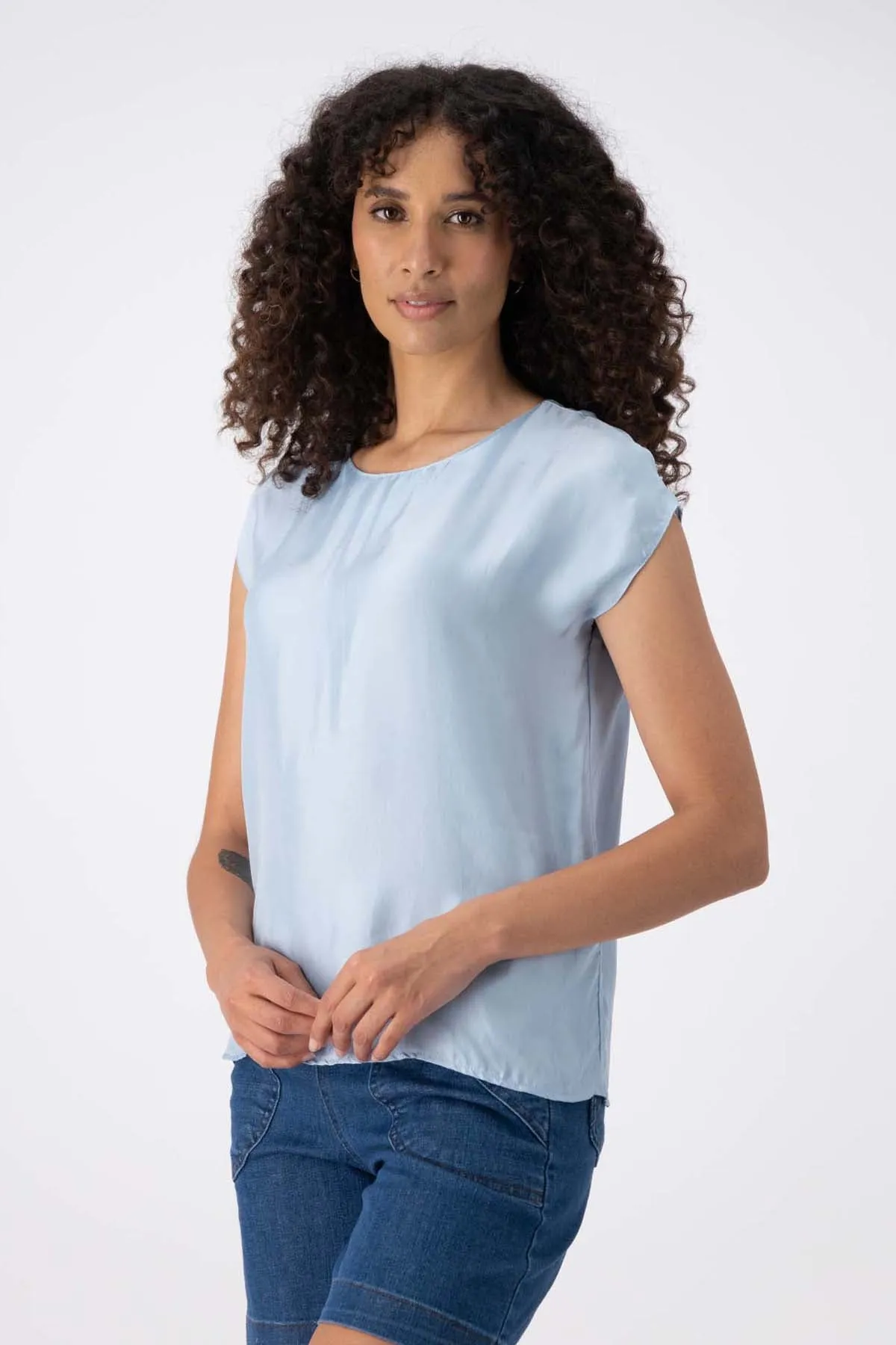Bordeaux Tee Light Blue In Cupro Twill