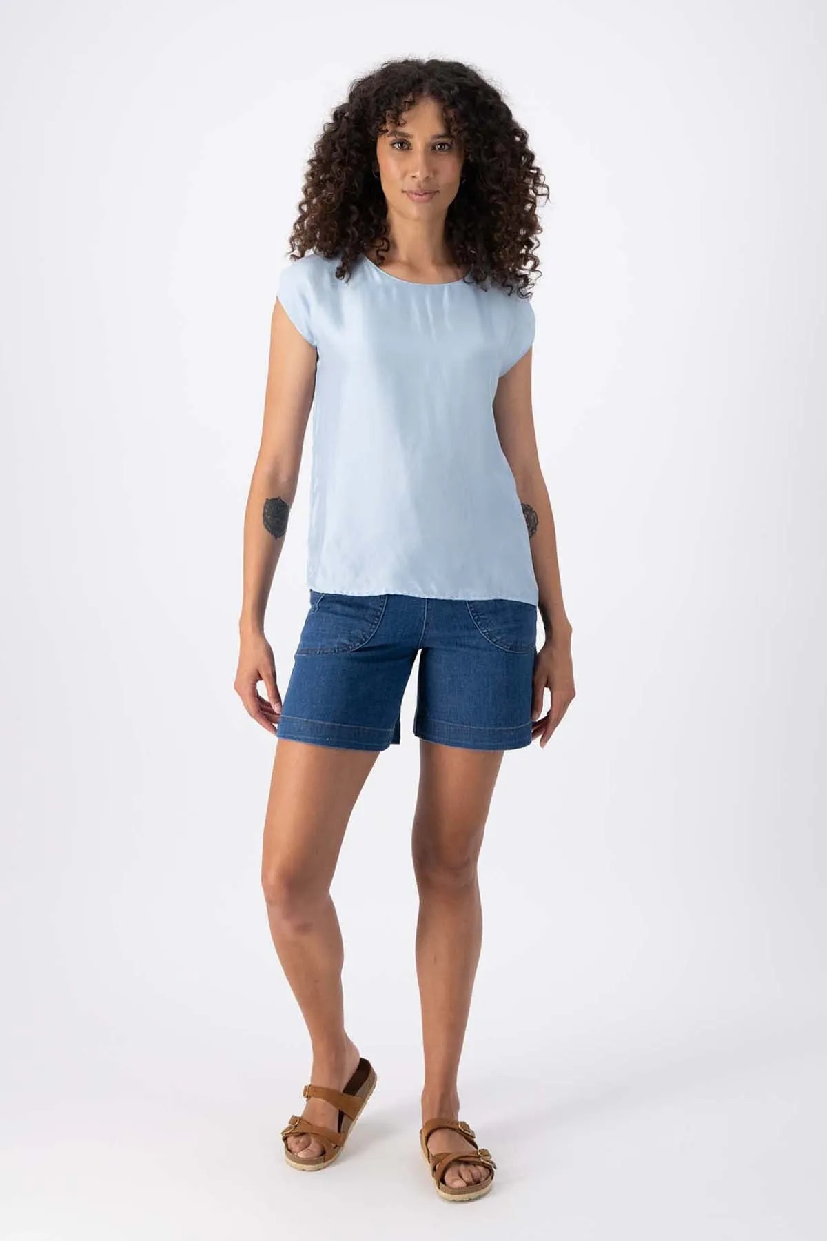 Bordeaux Tee Light Blue In Cupro Twill