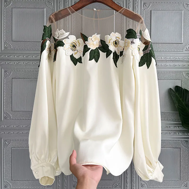 Brittany Floral Embroidered Designer Blouse