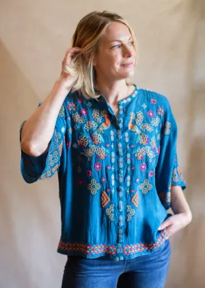 Brony Blouse in Ink Blue | Johnny Was