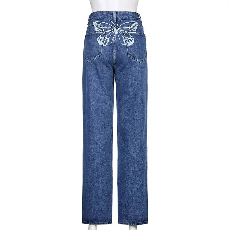 Butterfly High Waisted Denim Jeans