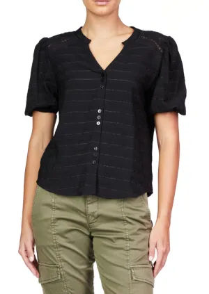 button embroidered detail blouse