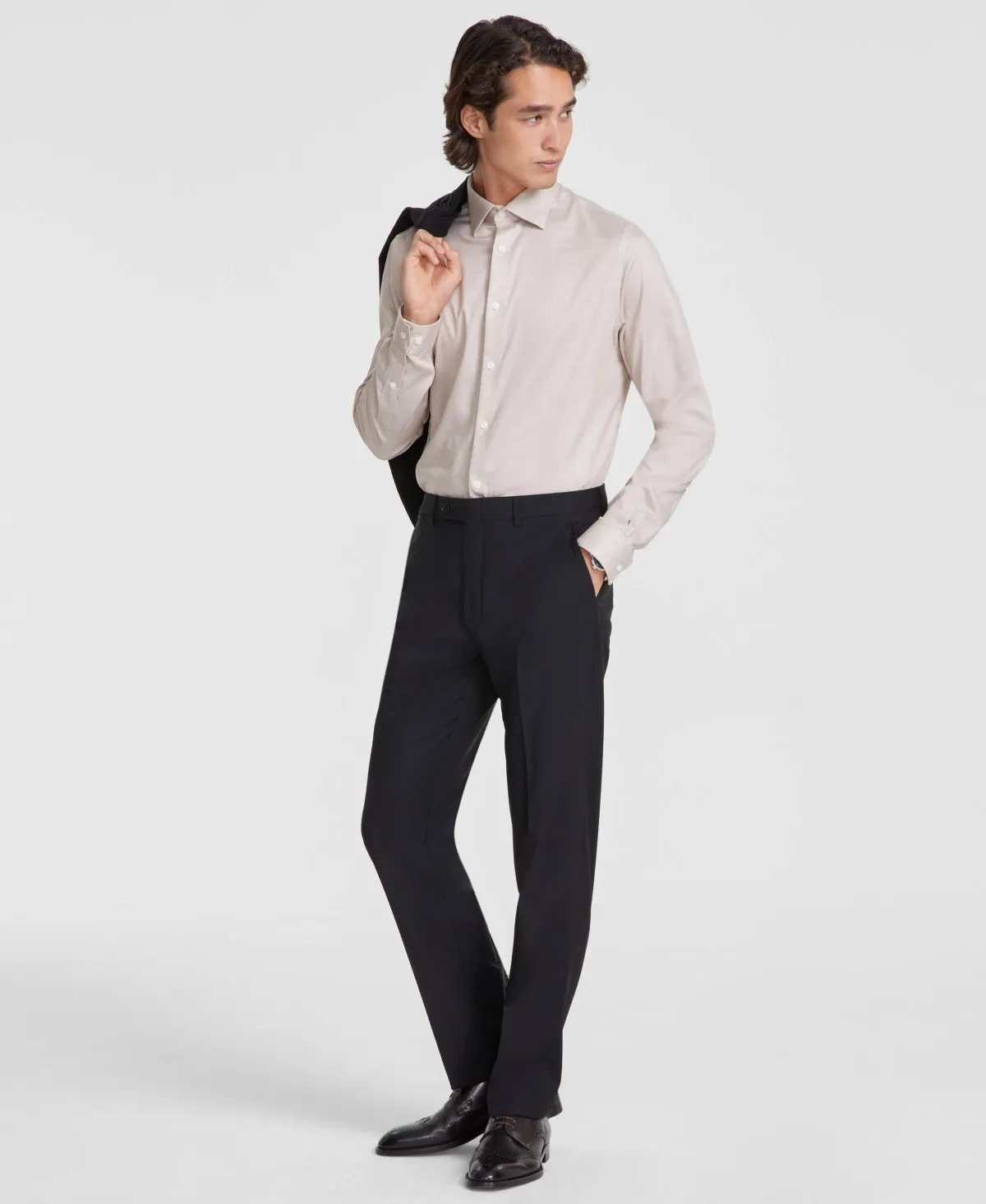 Calvin Klein Mens Slim fit Dress Pants Pants 35 / 32 Black Solid Stretch