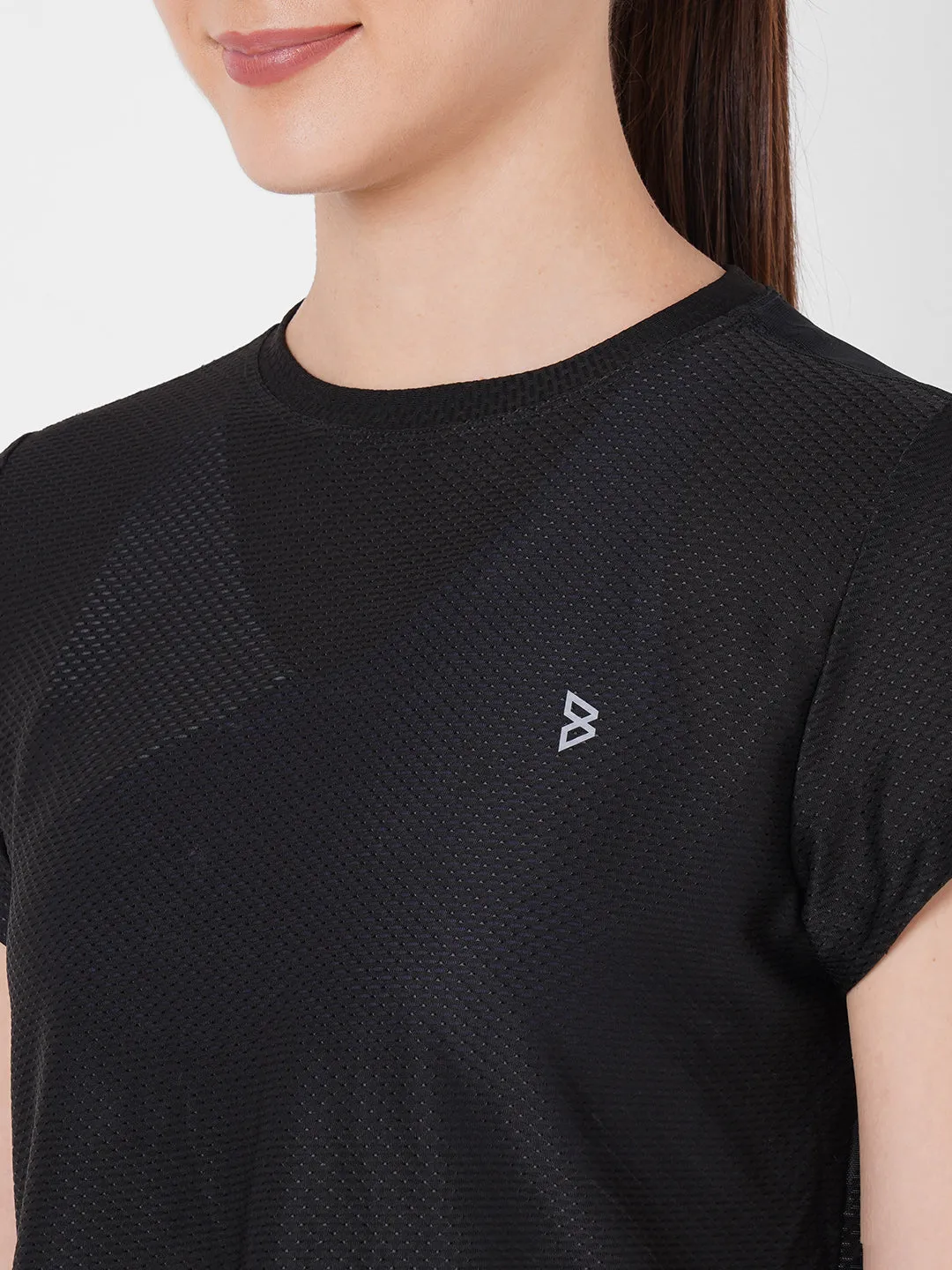 Carbon Black Mesh Tie Up Tee