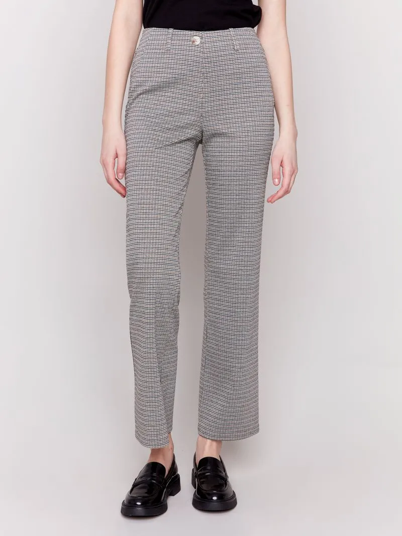 Charlie B Plaid Ponte Pull-On Flare Pants